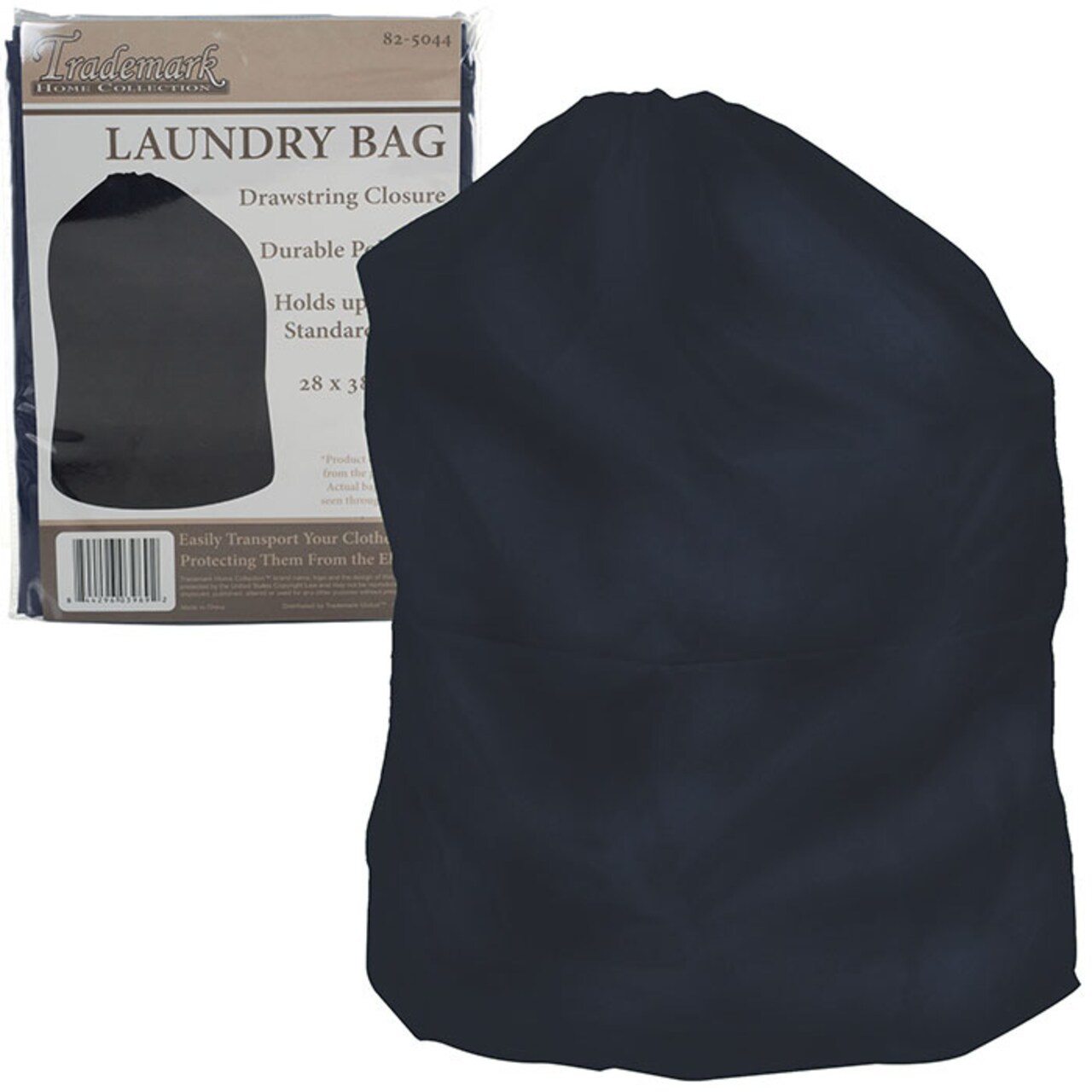 Heavy Duty Jumbo Nylon Laundry Bag Navy Blue 28X38 With Drawstring Closure